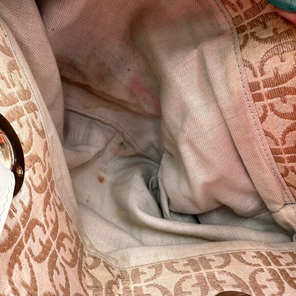 Fossil Monogram Canvas Brown Shoulder Satchel Purse - Picture 2 of 13